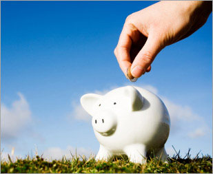 energy savings into piggy bank